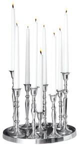 Stylový glamour stříbrný svícen Modern Barock z kovu s devíti držáky na svíčky a kulatou podstavou 30 cm