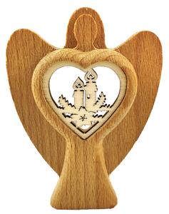 AMADEA Dřevěný anděl s vkladem - svíčky, masivní dřevo, výška 10 cm