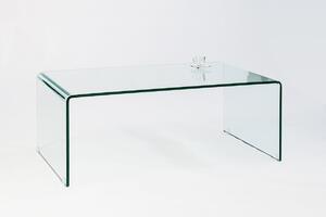 Designový obdélníkový skleněný průhledný konferenční stolek Ghost s oblými rohy 110 cm