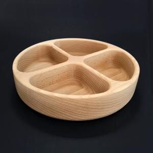 AMADEA Dřevěná miska kulatá, dělená, masivní dřevo, 20x4,5 cm