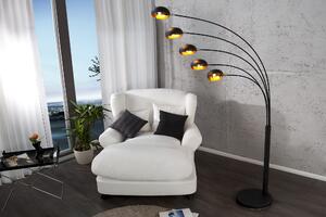 Designová jedinečná stojací lampa Five Lights černo-zlatá