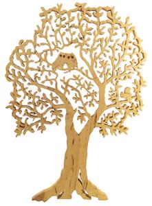AMADEA Dřevěný strom s veverkou a sovami, masivní dřevo, 40x28 cm