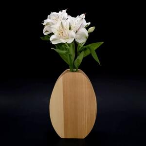 AMADEA Dřevěná váza oblá, masivní dřevo, výška 18 cm
