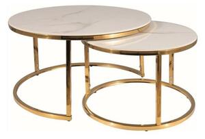 Konferenční stolek PURTOFANU bílá/zlatá, set 2 ks