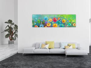 Obraz - Abstraktní květiny (170x50 cm)