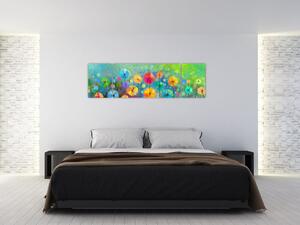 Obraz - Abstraktní květiny (170x50 cm)