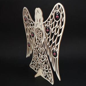 AMADEA Dřevěný 3D anděl s ozdobami, 31x29 cm