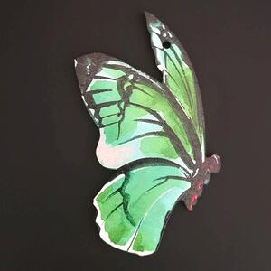 AMADEA Dřevěná ozdoba motýl zelený 9 cm