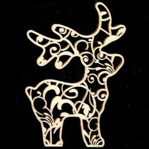 AMADEA Dřevěná ozdoba jelen s ornamentem 9 cm