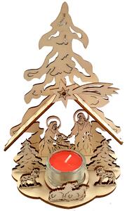 AMADEA Dřevěný svícen betlém, skládací, 19 cm