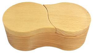 AMADEA Dřevěná slánka dvojitá, masivní dřevo, 17x9x4,5 cm