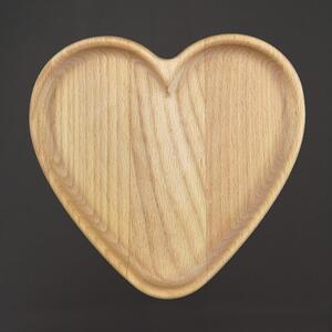 AMADEA Dřevěný podnos ve tvaru srdce, masivní dřevo, rozměr 19,6x18,6x2 cm