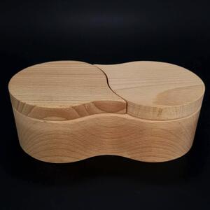 AMADEA Dřevěná slánka dvojitá, masivní dřevo, 17x9x4,5 cm