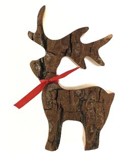 AMADEA Dřevěný jelen s kůrou, masivní dřevo, výška 15 cm