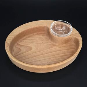 AMADEA Dřevěná miska nachos oválná, masivní dřevo, rozměr 25x20x4,5 cm