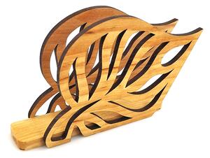 AMADEA Dřevěný stojánek na ubrousky ve tvaru listu, masivní olše, 14x8,5x3,5 cm