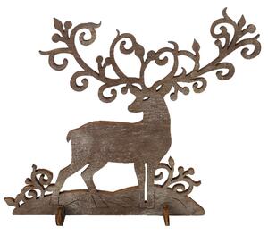 AMADEA Dřevěná dekorace 3D jelen šedohnědý,výška 15 cm
