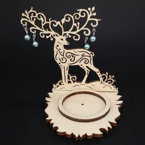 AMADEA Dřevěný svícen jelen s korálky, výška 10 cm