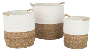 Set tří béžovo-bílých košů J-line Manon 32/36/40 cm
