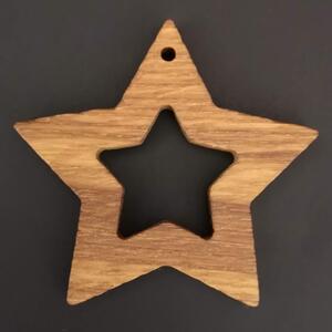 AMADEA Dřevěná ozdoba z masivu - hvězda 6 cm