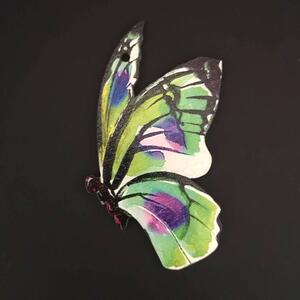 AMADEA Dřevěná dekorace motýl barevný 9cm