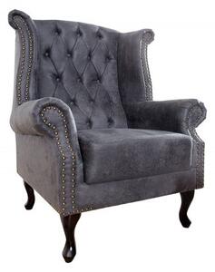 Luxusní křeslo Chesterfield šedá