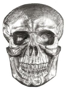 Glamour závěsná nástěnná dekorace Skull z kovu ve stříbrném provedení ve tvaru lebky 40 cm