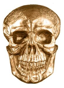 Glamour nástěnná dekorace Skull ve tvaru realistické zlaté lebky z kovu s lesklým povrchem 40 cm