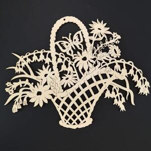 AMADEA Dřevěný obrázek k vymalování koš s květinami 19 cm