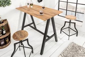 Industriální masivní barový stůl Steele Craft s černými kovovými nohami 120cm