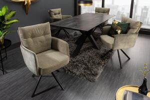 Moderní otočná jídelní židle Laggan v zelenohnědé potahu 90cm