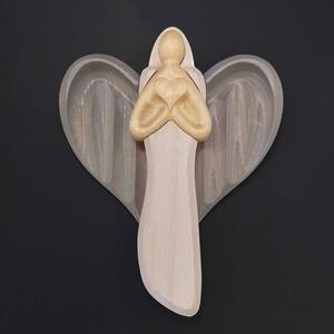 AMADEA Dřevěný anděl se srdcem, barevný, masivní dřevo, 22x15x2 cm