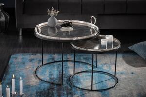 Moderní set dvou kulatých příručních stolků Elements z kovu 62cm
