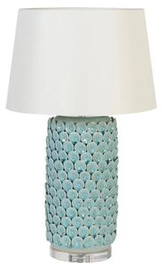 Art-deco porcelánová stolní lampa Azotea v tyrkysovém odstínu s textilním stínítkem 70cm