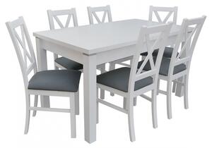 Stůl s židlemi pro 6 osob - RK099, Barva dřeva: bílá, Potah: ekokůže Soft 010 Mirjan24 5903211131356