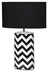 Moderní černo-bílá keramická stolní lampa Zigland s textilním stínítkem a geometrickým vzorem 65cm