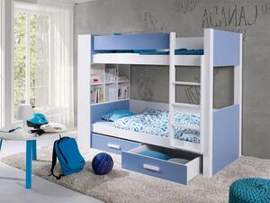 Patrová postel Rebiko 80, Strana: pravá, Barva: bílá + modrá Mirjan24 5903211104336