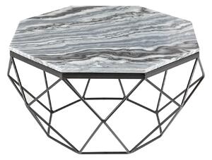 Art-deco stylový konferenční stolek Adamantino s šedou mramorovou deskou a černou konstrukcí 69cm