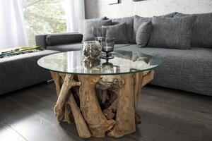 Masivní designový konferenční stolek Wild se skleněnou povrchovou deskou 60cm