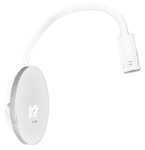 LED Flexibilní nástěnná lampička s USB BASE LED/8W+LED/2W/230V bílá/stříbrná