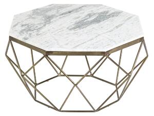 Art-deco stylový konferenční stolek Adamantino s bílou mramorovou deskou a bronzovou konstrukcí ve tvaru diamantu 69cm
