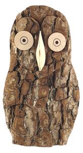 AMADEA Dřevěná sova s kůrou, masivní dřevo, výška 16 cm