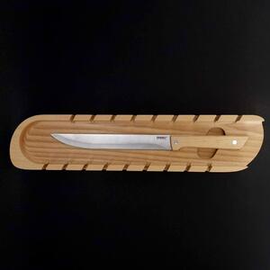AMADEA Dřevěné prkénko na bagety s nožem, masivní dřevo, 41x9x3 cm