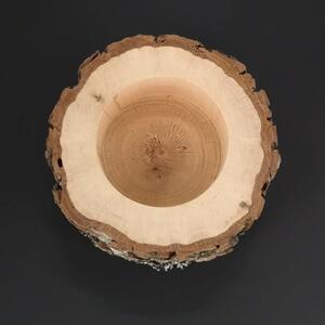 AMADEA Dřevěný svícen kůrový kmen, masivní dřevo, výška 6 cm