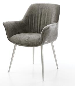 DELIFE Jídelní židle Keila-Flex s područkami bouclé měkký tmavě béžová 4-nohá zúžená nerezová ocel