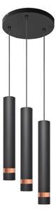 LED Lustr na lanku TUBA 3xGU10/4,8W/230V černá/měděná