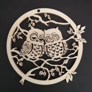 AMADEA Dřevěná dekorace sovičky v kolečku 8 cm