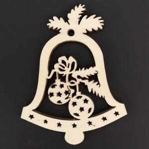 AMADEA Dřevěná ozdoba zvonek s koulemi 6 cm
