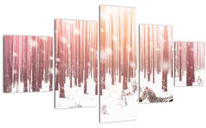 Obraz - Zebra v zasněženém lese (125x70 cm)