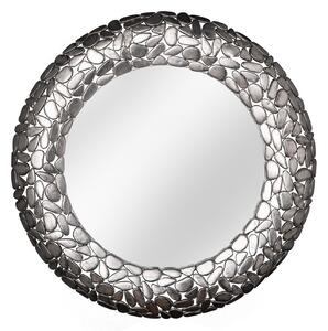 Art-deco kruhové nástěnné zrcadlo Riverstone ve stříbrné barvě 82cm